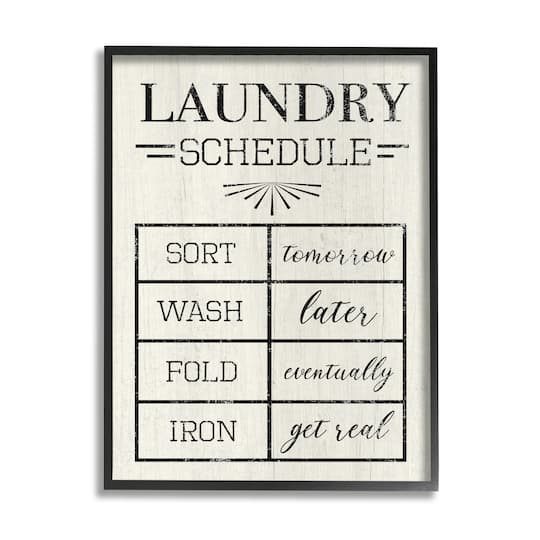 Stupell Industries Farmhouse Laundry Schedule Sort Tomorrow Wash Later Framed Wall Art